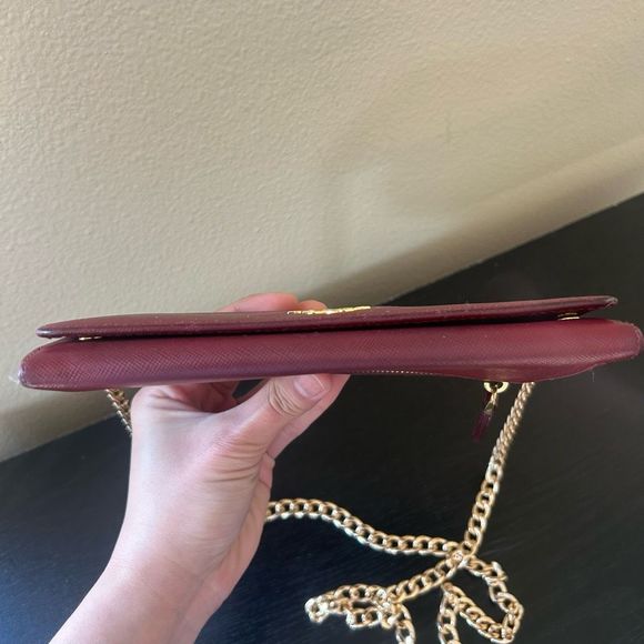 Prada Milano Made in Italy Wine Red Snap Wallet with unbranded chain - Picture 14 of 16